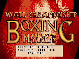 World Championship Boxing Manager title screen for Amiga